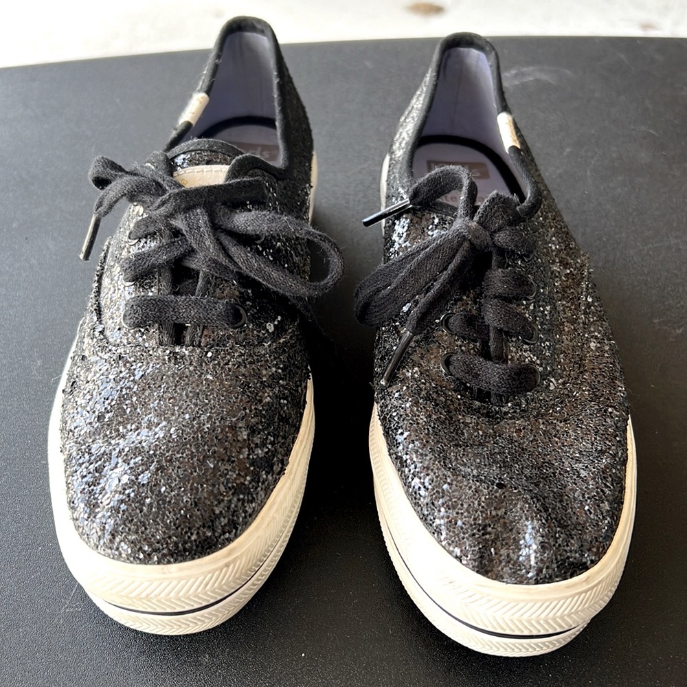 Kate spade black glitter platform Keds